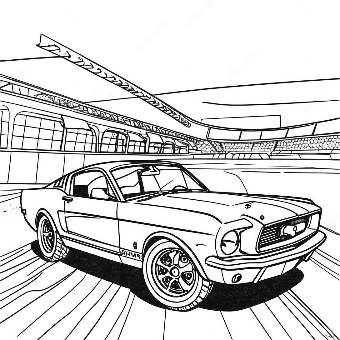 Vintage Mustang Race Car Coloring Page 55902 46493