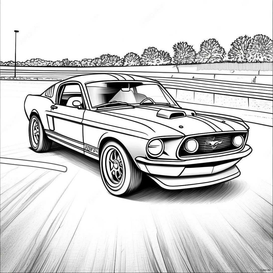 Vintage Mustang Race Car Coloring Page 55902 46494