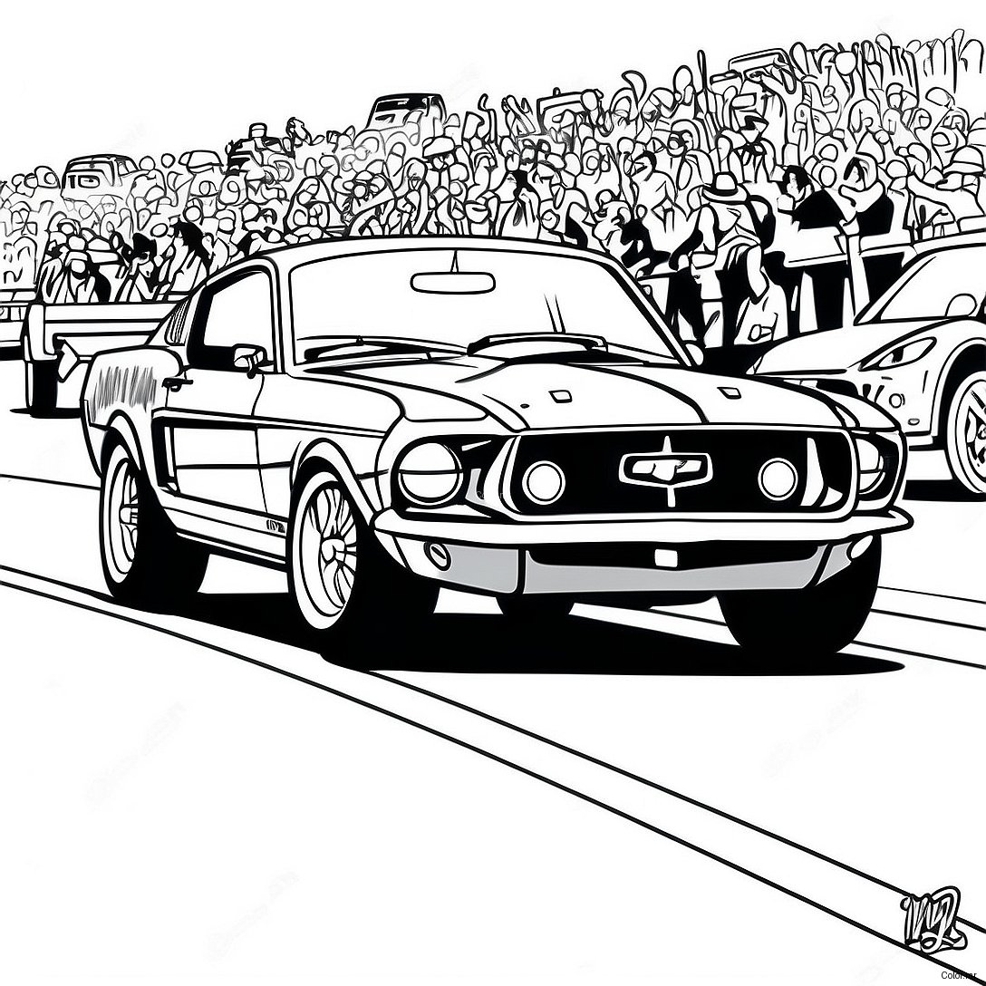 Vintage Mustang Race Car Coloring Page 55902 46495