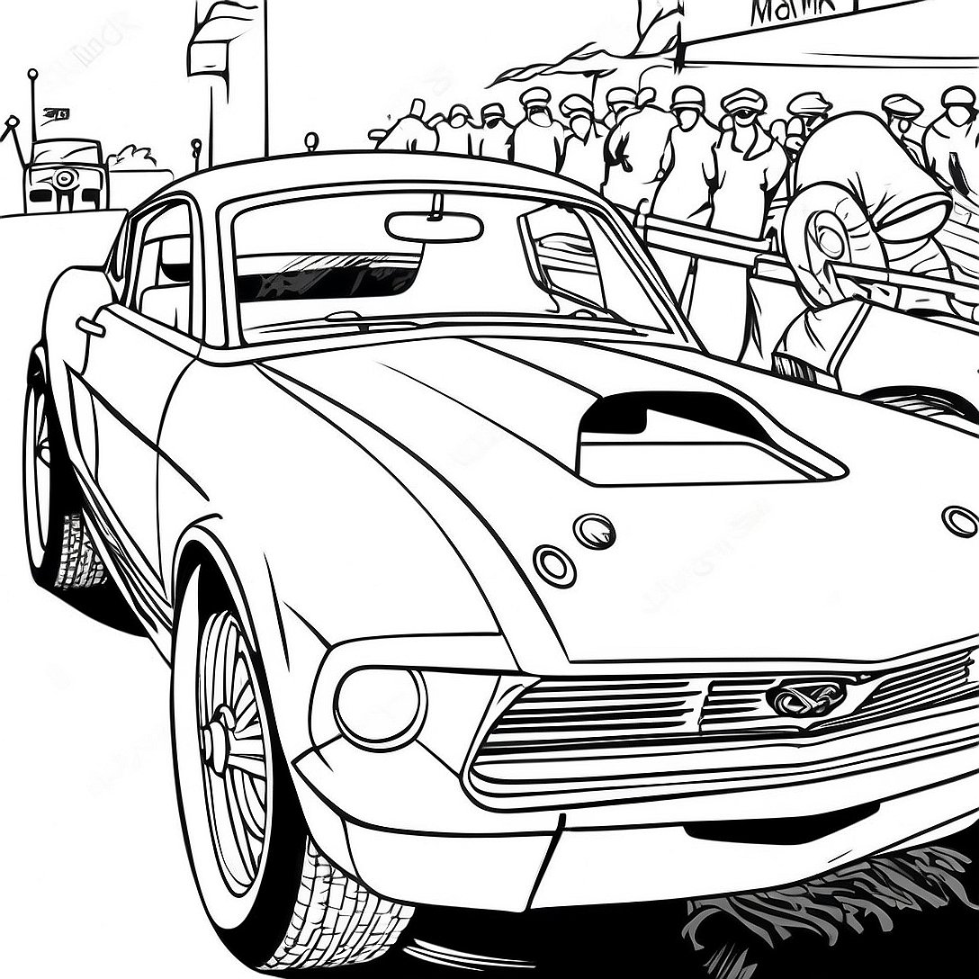 Vintage Mustang Race Car Coloring Page 55902 46496