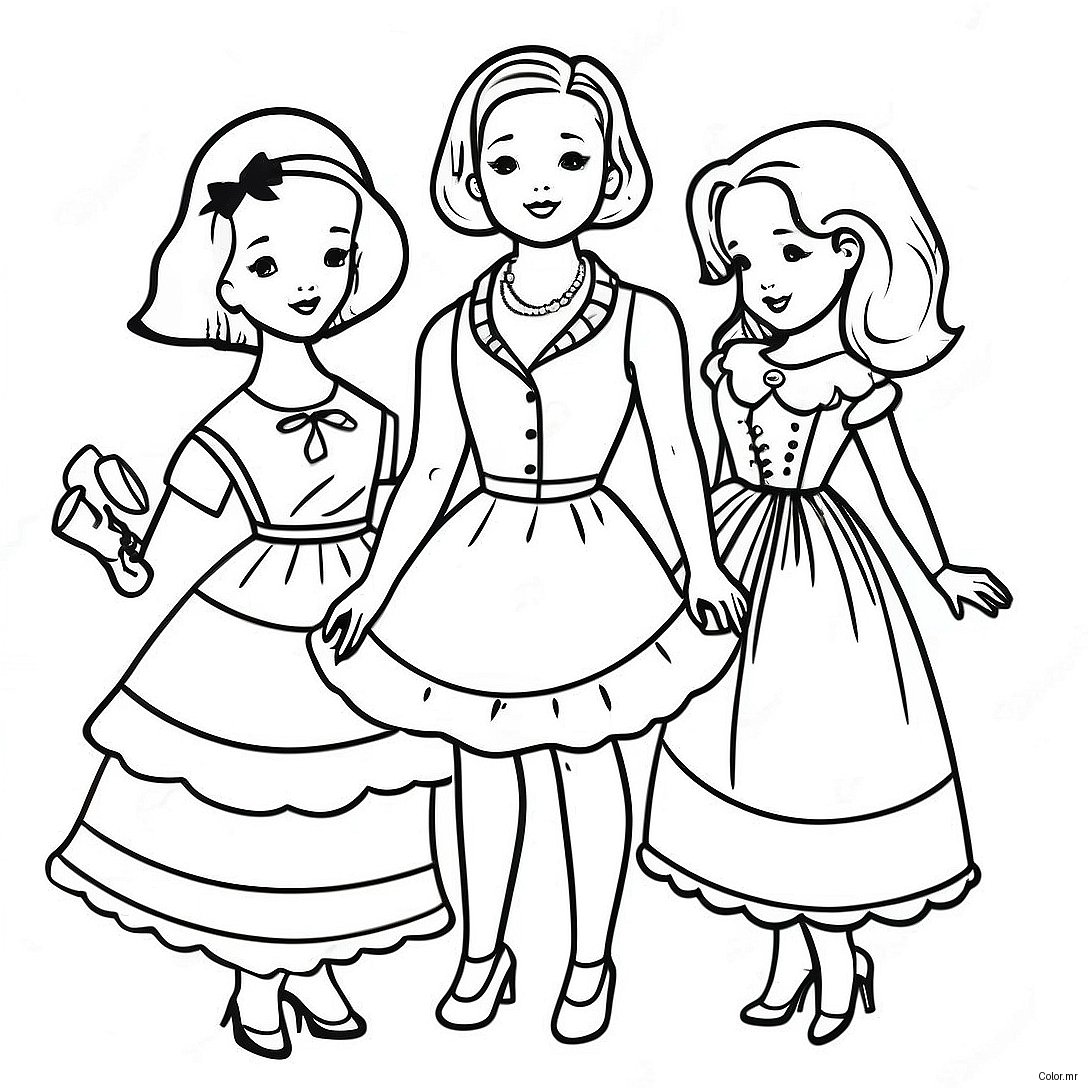 Vintage Paper Dolls Coloring Page 6165 4925