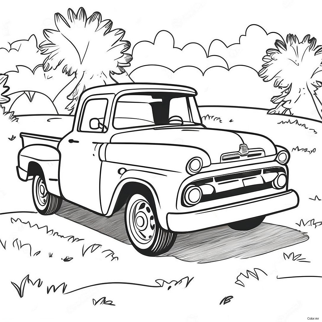 Vintage Pickup Truck Coloring Page 72935 60218
