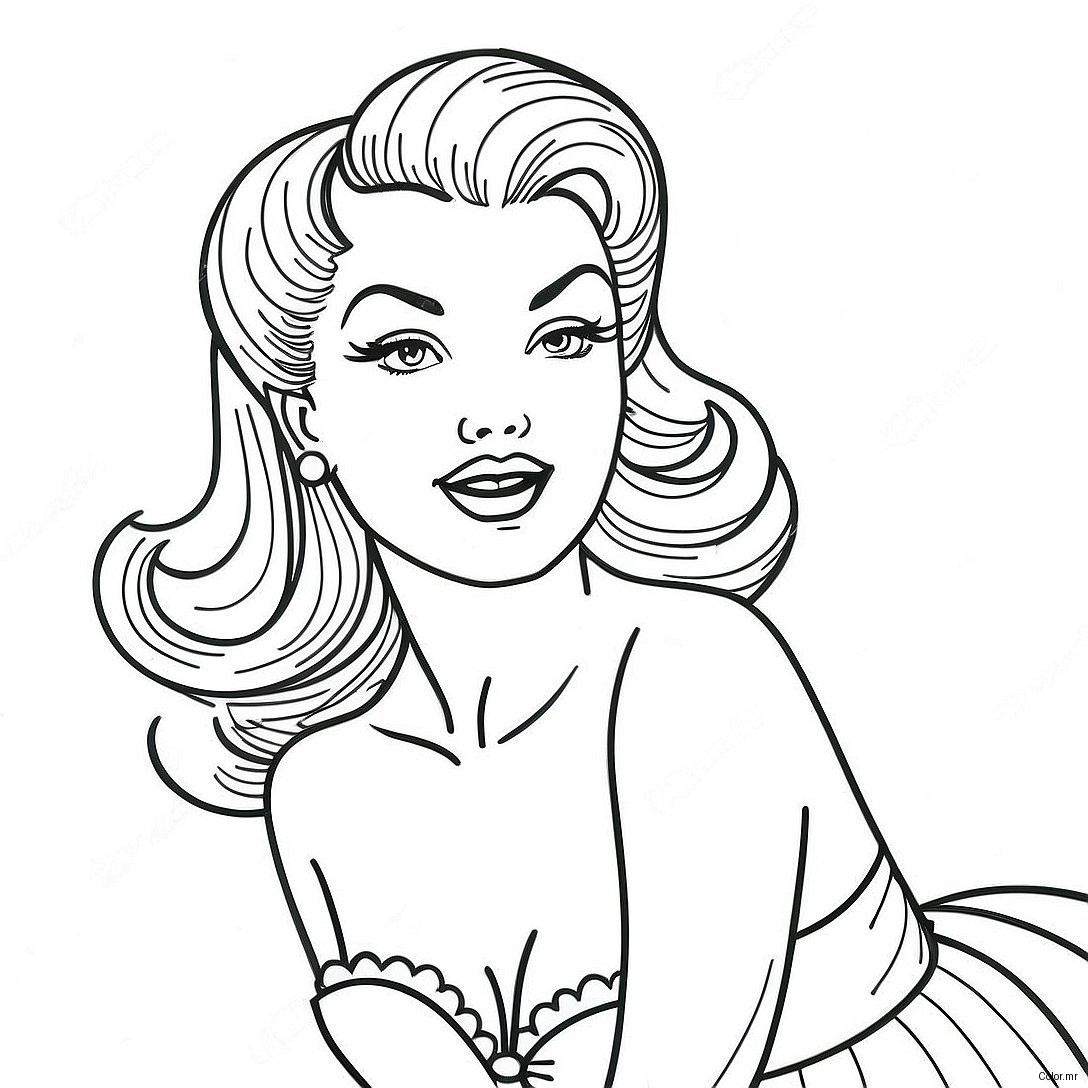 Vintage Pin Up Girl Coloring Page 50335 41970