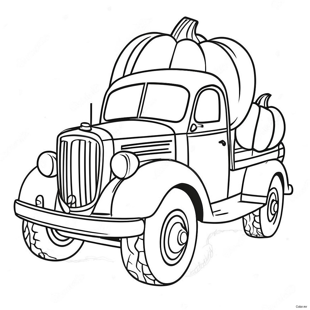 Vintage Pumpkin Truck Coloring Page 65971 54493