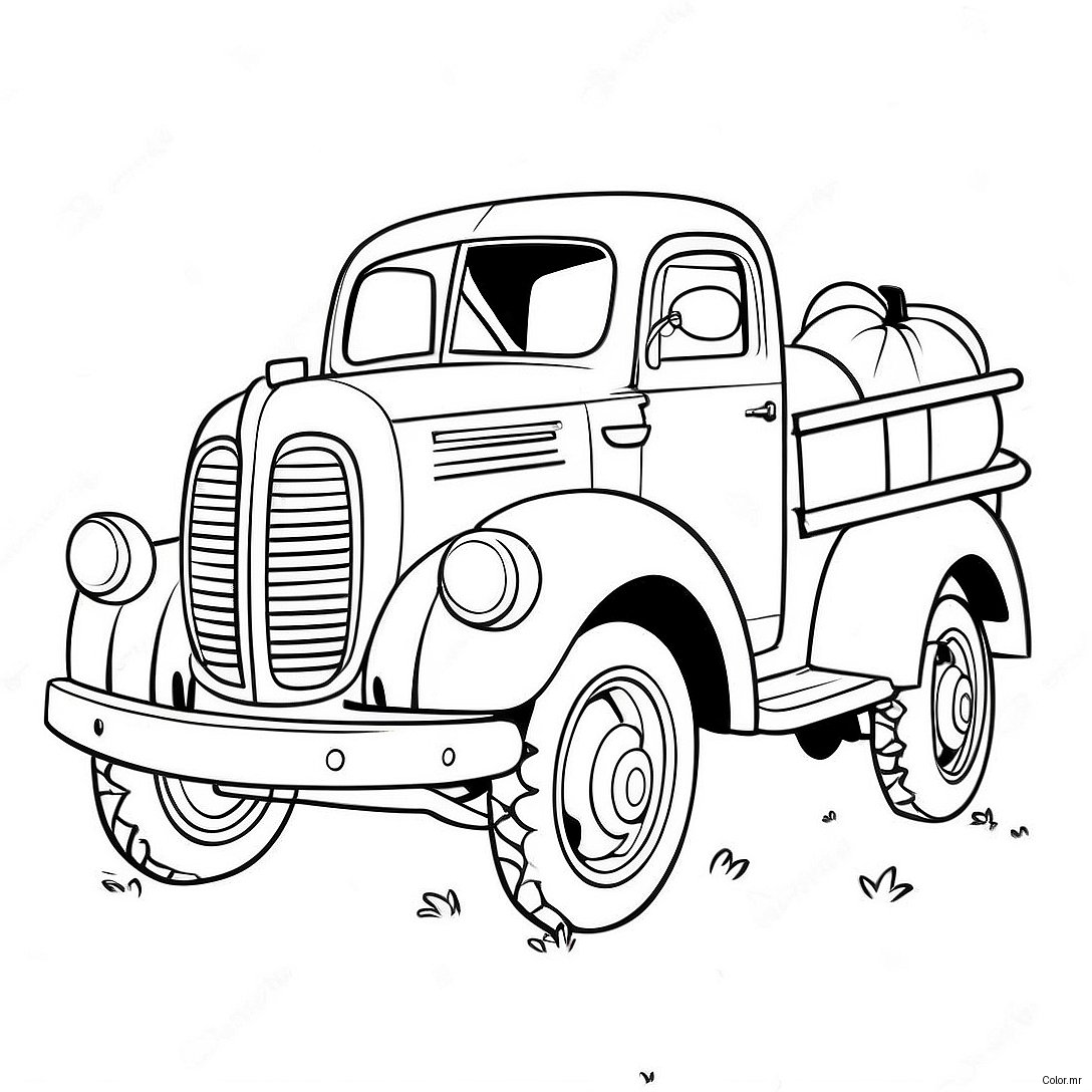 Vintage Pumpkin Truck Coloring Page 65971 54495