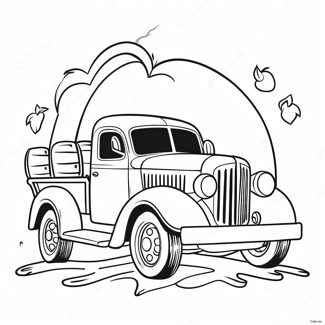 Vintage Pumpkin Truck Coloring Page 65971 54496