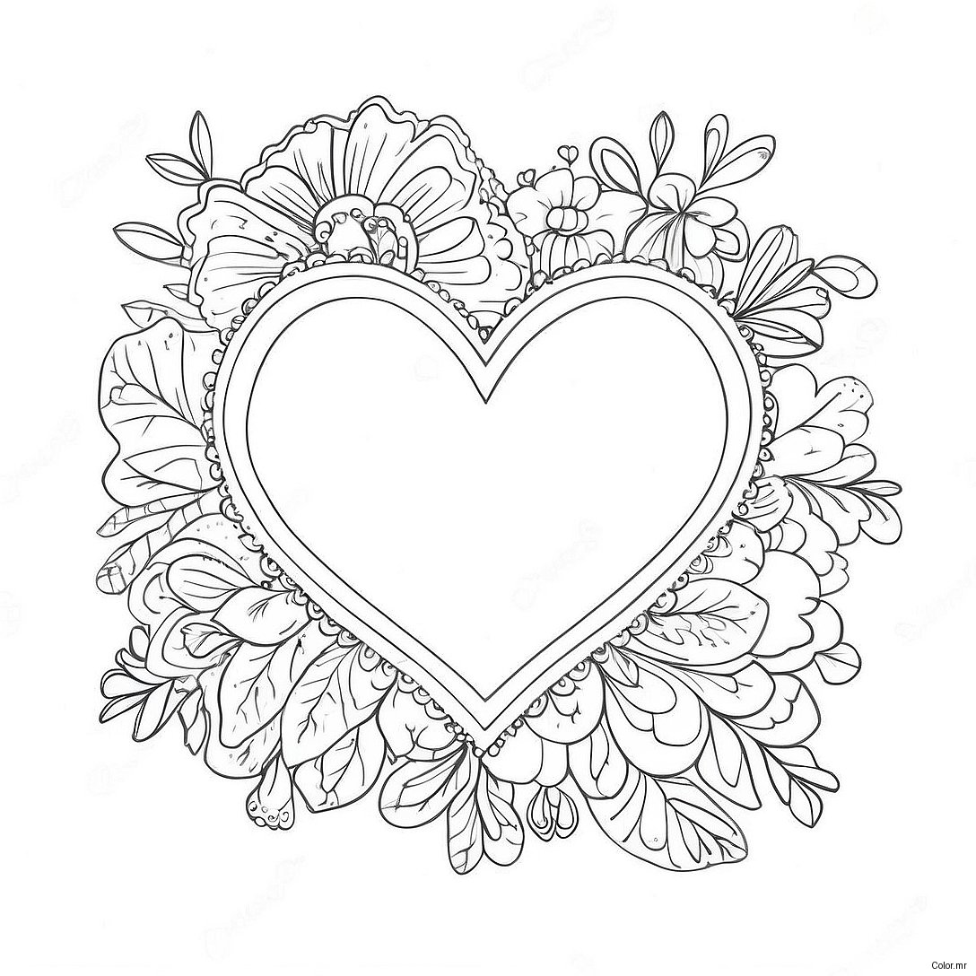 Vintage Valentine Heart Coloring Page 63309 52397