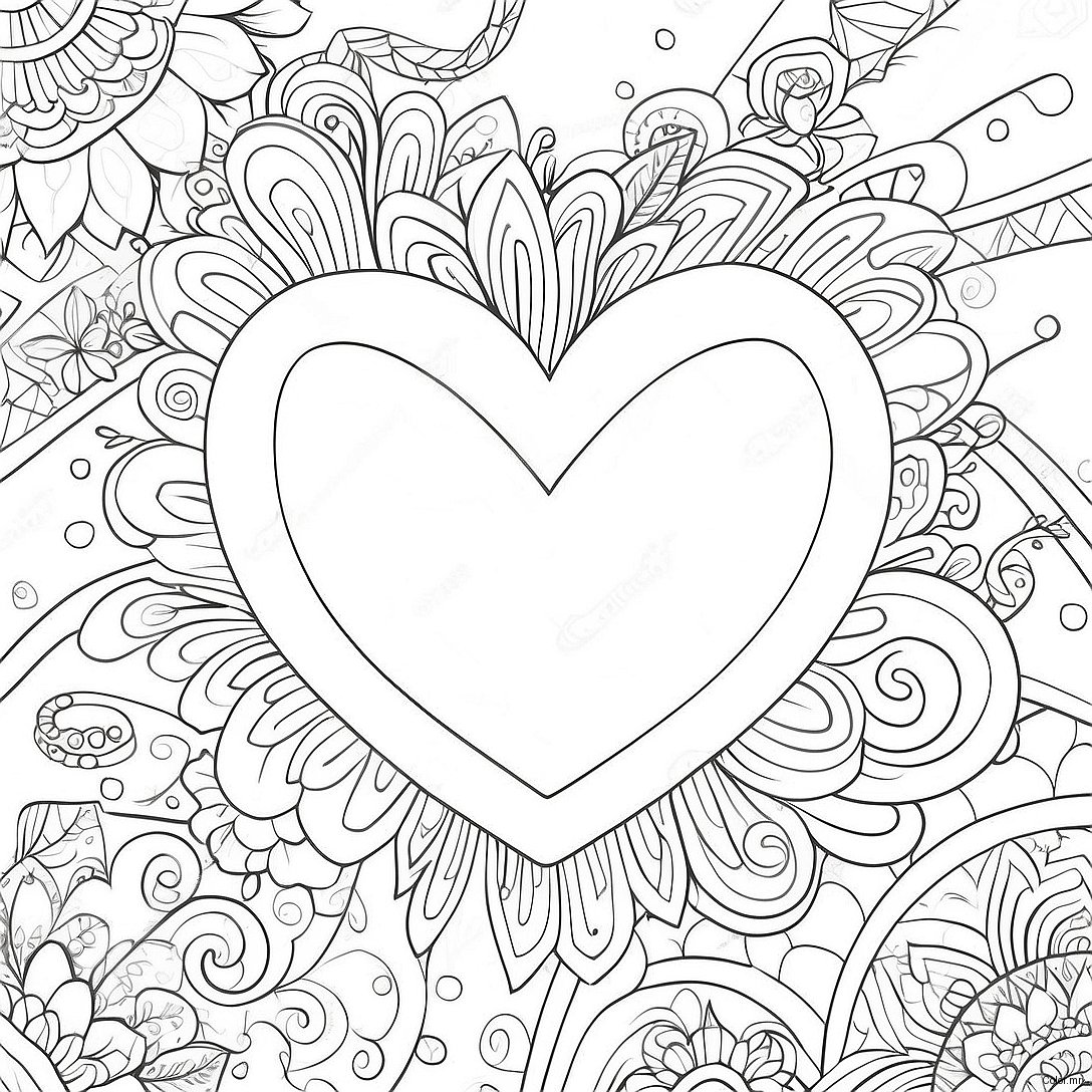 Vintage Valentine Heart Coloring Page 63309 52398
