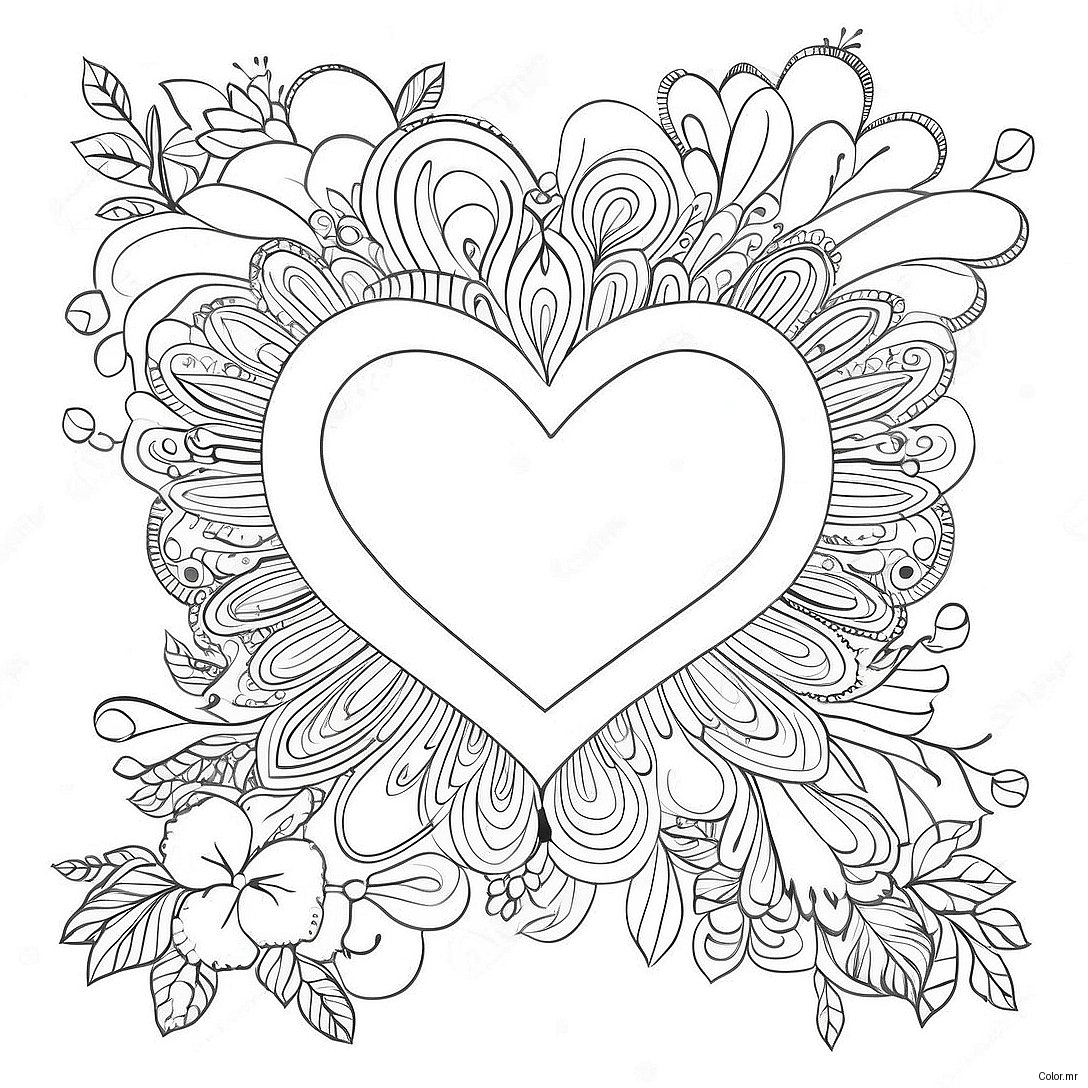Vintage Valentine Heart Coloring Page 63309 52399