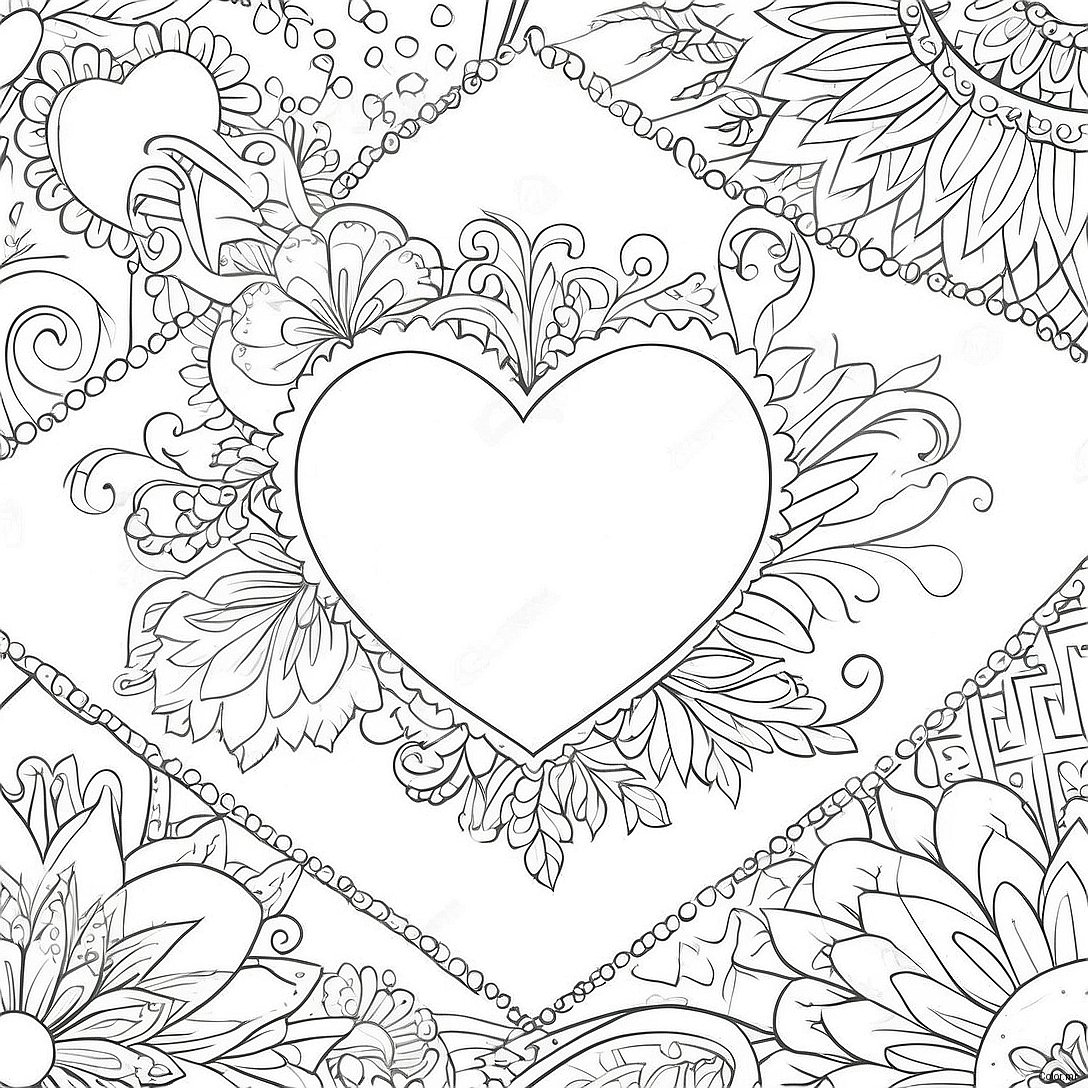 Vintage Valentine Heart Coloring Page 63309 52400