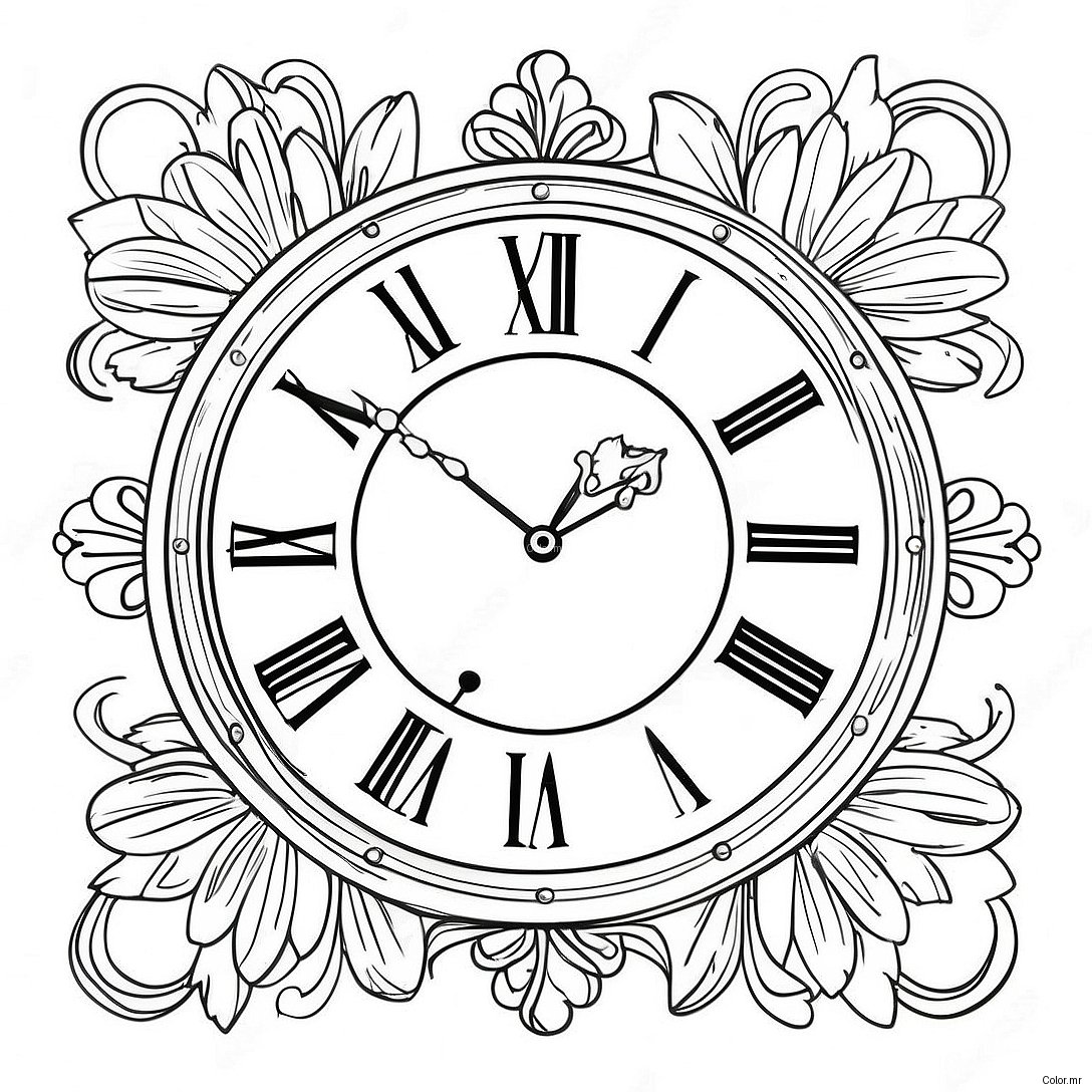 Vintage Wall Clock Coloring Page 28256 25630