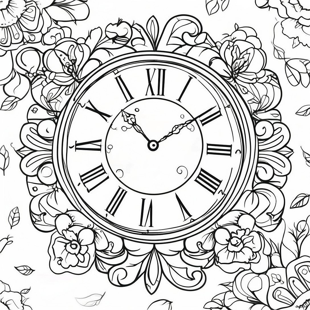 Vintage Wall Clock Coloring Page 28256 25631