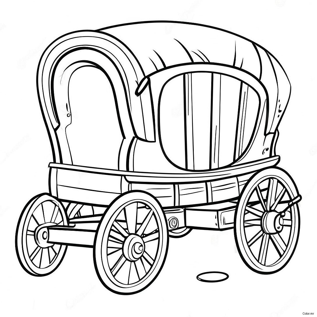 Vintage Wooden Wagon Coloring Page 74456 61429