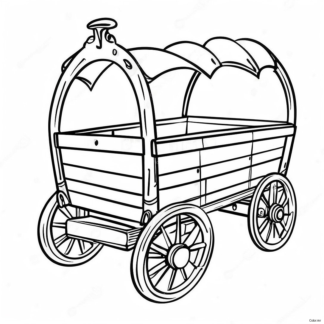 Vintage Wooden Wagon Coloring Page 74456 61430