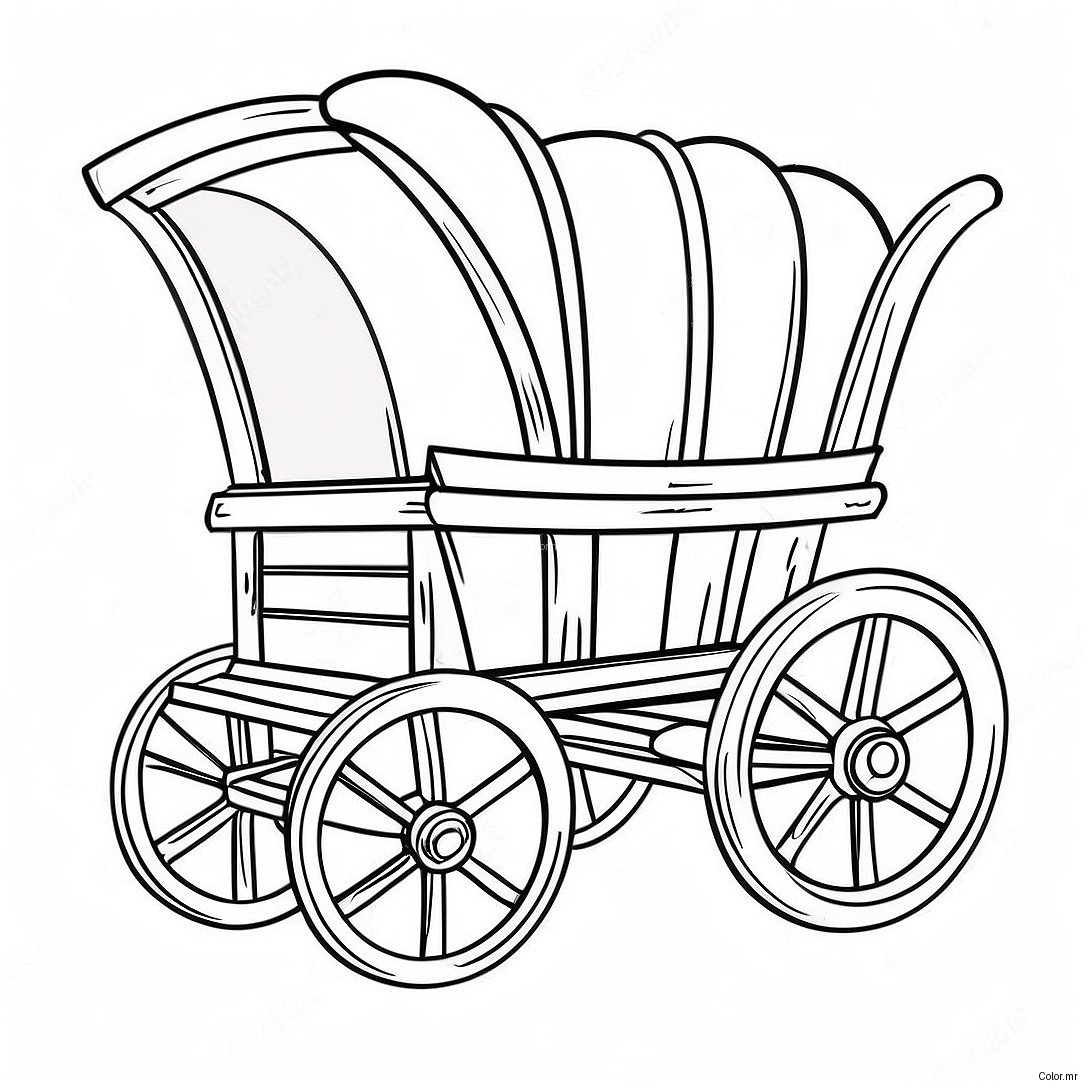 Vintage Wooden Wagon Coloring Page 74456 61431