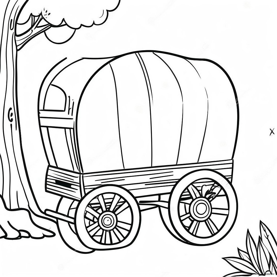 Vintage Wooden Wagon Coloring Page 74456 61432