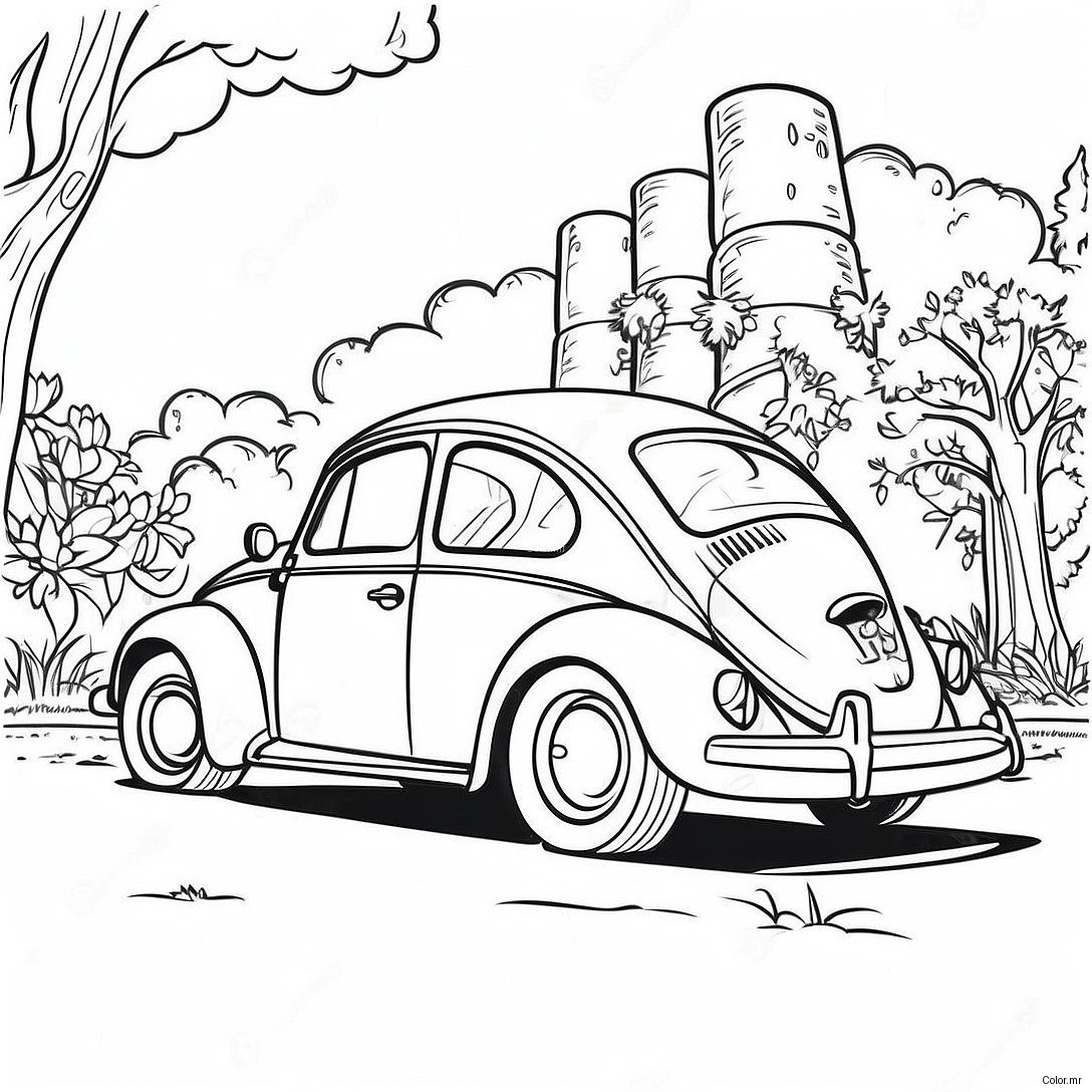 Vw Bug Vintage Style Coloring Page 35664 29665