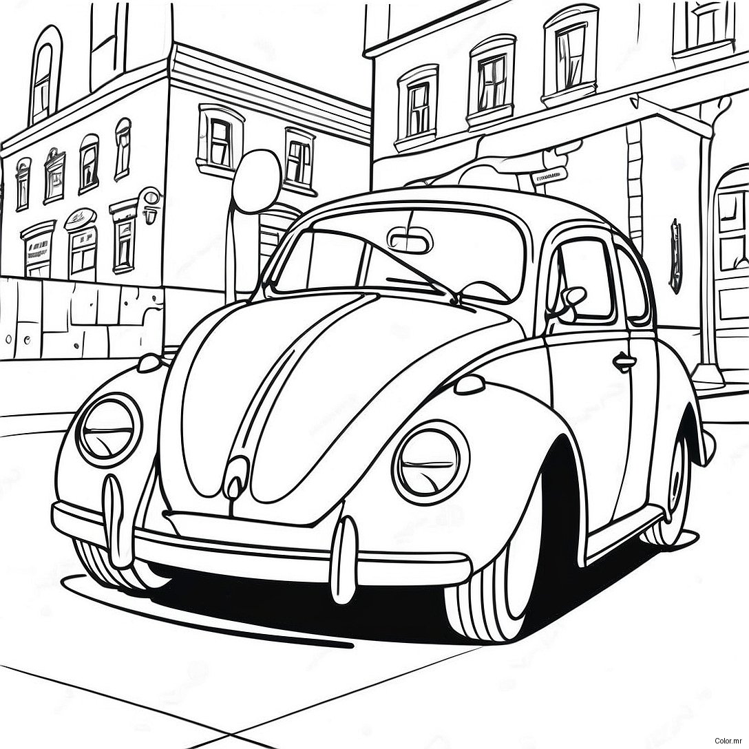 Vw Bug Vintage Style Coloring Page 35664 29666