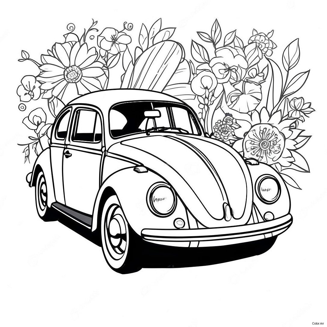 Vw Bug Vintage Style Coloring Page 35664 29667