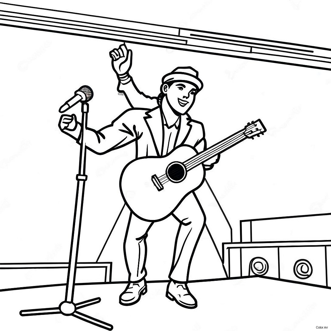 Zach Bryan Performing On Stage Coloring Page 41960 34809