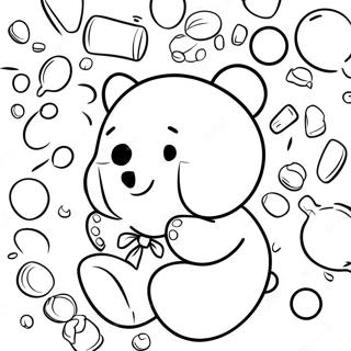 Colorful Gummy Bear Party Coloring Page 10007-8232