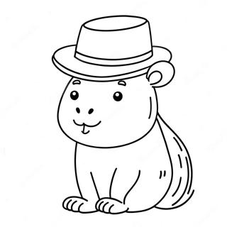 Cute Capybara In A Hat Coloring Page 10017-8237