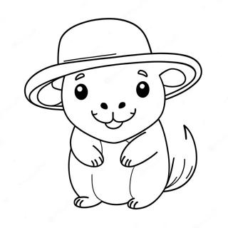 Cute Capybara In A Hat Coloring Page 10017-8239