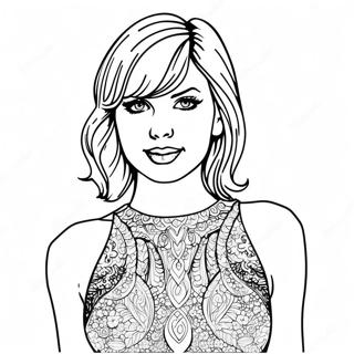 Taylor Swift In A Sparkly Dress Coloring Page 1002-801