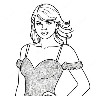 Taylor Swift In A Sparkly Dress Coloring Page 1002-804