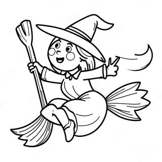 Witch Flying On A Broom Coloring Page 10037-8255