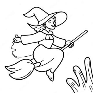 Witch Flying On A Broom Coloring Page 10037-8256