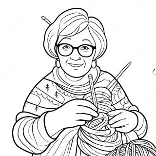 Cozy Grandma With Knitting Needles Coloring Page 10057-8269