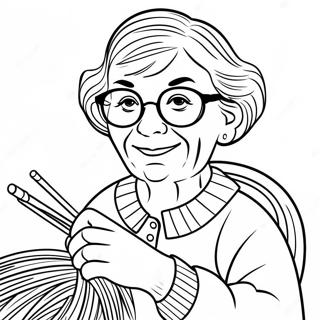 Cozy Grandma With Knitting Needles Coloring Page 10057-8270