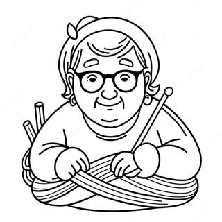 Cozy Grandma With Knitting Needles Coloring Page 10057-8271