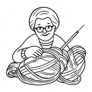 Cozy Grandma With Knitting Needles Coloring Page 10057-8272