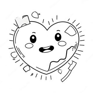 Cute Broken Heart With Band Aid Coloring Page 10087-8293