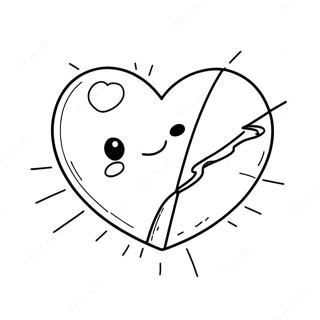 Cute Broken Heart With Band Aid Coloring Page 10087-8296