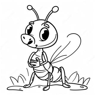 Cute Cartoon Ant Coloring Page 10097-8301