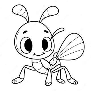 Cute Cartoon Ant Coloring Page 10097-8304