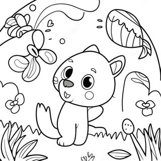 Playful Animals In A Garden Coloring Page 10107-8310