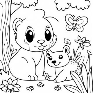 Playful Animals In A Garden Coloring Page 10107-8311