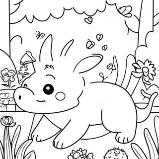 Playful Animals In A Garden Coloring Page 10107-8312