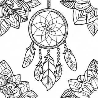 Colorful Dream Catcher With Feathers Coloring Page 1012-810