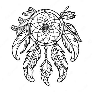 Colorful Dream Catcher With Feathers Coloring Page 1012-812