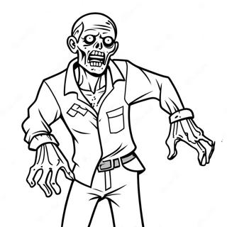 Zombie Character In Action Coloring Page 10157-8350