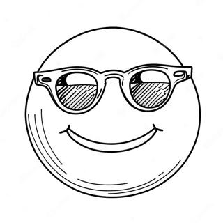 Happy Smiley Face With Sunglasses Coloring Page 1022-818