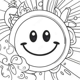 Happy Smiley Face With Sunglasses Coloring Page 1022-820