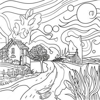 Van Gogh Starry Night Coloring Page 10246-8418