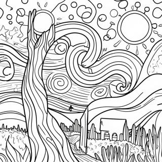 Van Gogh Starry Night Coloring Page 10246-8419