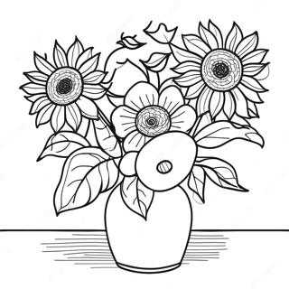 Van Gogh Sunflowers Coloring Page 10247-8423